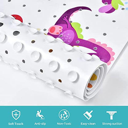 Bath Mat for Tub for Kids Dinosaur Non Slip Bathtub Mat for Baby Toddler 40X16 Inch Long Anti Skid Bathroom Shower Mat with Suction Cups & Drain Holes - color: Dinosaursmats