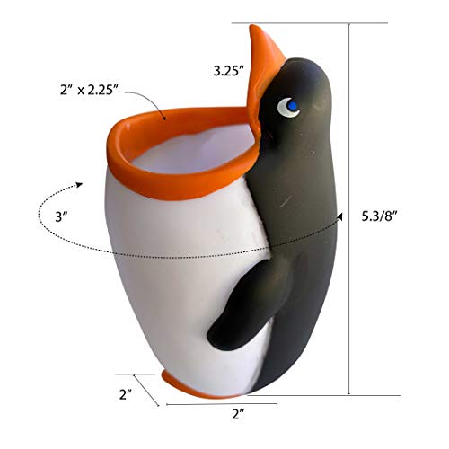 Kids Toothbrush Holder Toothbrush Organizer – Durable Silicone Animal Tooth Brush Holder – Easy to Clean Toothbrush and Toothpaste Holder – Toothbrush Holders for Bathrooms by Lily’s Home [Penguin] - color: Penguin