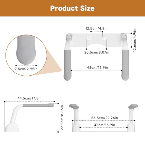 Toilet Safety Rails for Seniors, Super Heavy Duty Handicap Toilet Rails with Foldable Handles, Toilet Safety Frame Rails with Arms for Disabled Pregnant, Toilet Assistance for Elderly