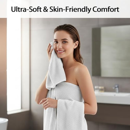8 Piece Bath Towel Set,Extra Large Bath Sheets 35"x70"-White | Super Soft Microfiber, Lint Free & Quick Dry Towels for Bathroom,Gym,Hotel–2 Bath,2 Hair,2 Hand,2 Washcloths - color: White, size: 8Piece Towel Set