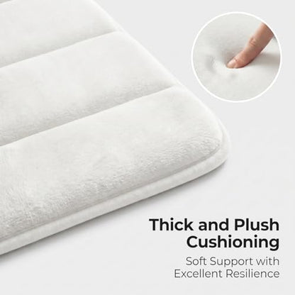 Bathroom Rugs Set 3 Piece, Memory Foam Bath Rugs, Non Slip Washable Bathroom Rug Set, Extra Soft Absorbent Bath Mats with U-Shaped Toilet Rug, White - color: White