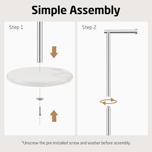 KES Toilet Paper Holder Stand with Modern Natural Marble Base | Freestanding Toilet Paper Tissue Roll Holder, SUS304 Stainless Steel Polished Finish, BPH284S1 - color: Polished Finish, size: 20.6"H