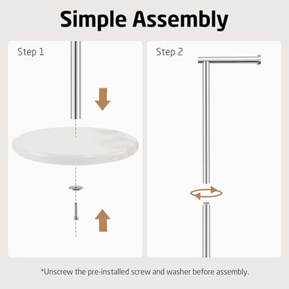 KES Toilet Paper Holder Stand with Modern Natural Marble Base | Freestanding Toilet Paper Tissue Roll Holder, SUS304 Stainless Steel Polished Finish, BPH284S1 - color: Polished Finish, size: 20.6"H