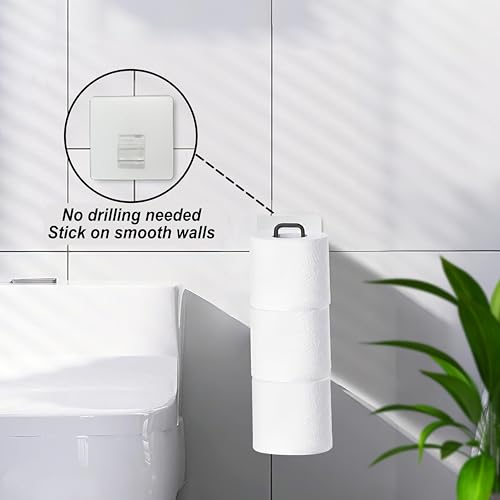 Black Toilet Paper Holder with Storage Extra 3 Roll Tissue, Over The Tank Toilet Paper Roll Holder Wall Mount, Matte Black Camper Accessories Tissue Holder, Small Bathroom Essential for New Home, 1Pcs - color: Black, 1pcs, 12.99in