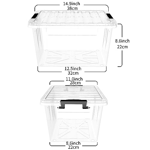 Cetomo 18Qt Plastic Storage Bin, Stackable Storage Box with Lid, Organizer, Container for Home, Office, Drom, PP, BPA-Free, Nestable, Clear, 18Quart-6 Pack - size: 18Qt*6