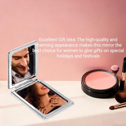 Portable Makeup Mirror Double-Sided - 1 Pcs Daily Beauty Tool, Purse Accessory - color: Rectangle