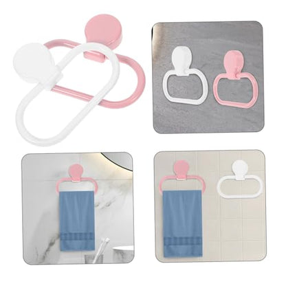 2Pcs Self Adhesive Towel Ring Elegant Plastic Hand Towel Holders for Kitchen and Bathroom No Drill Installation Space Saving Design Versatile Towel Hanger for Easy Use