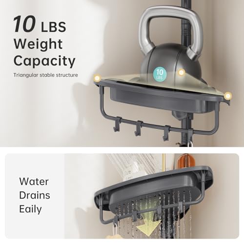 Sturdy Shower Caddy - 4 Tier Adjustable Organizer, Rustproof Stainless Steel, 32-122 Inch - color: Grey