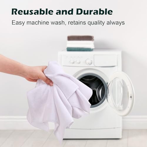 TEAWOO White Washcloths Bulk 50 Pack, Highly Absorbent & Quick Drying | Face Towels, Soft Bath Towels, Multi-Purpose Microfiber Wash Cloths for Bathroom, Hotel, Spa, Gym and Kitchen, 12x12 inches - size: 50Pack White