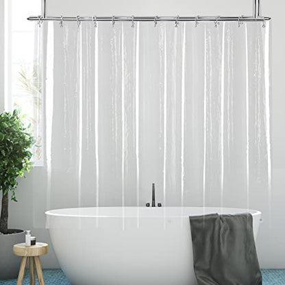 Clawfoot Tub Clear Short Length 60 Inch Curtain Liner with Weighted | 180x60 Inch Extra Wide 360 Shower Curtain PEVA Waterproof Wrap Around Bath Tub Curtain with Stanless Steel Hooks - color: Clear, size: 180"W x 60"L (Pack of 1)