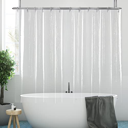 Clawfoot Tub Clear Short Length 60 Inch Curtain Liner with Weighted | 180x60 Inch Extra Wide 360 Shower Curtain PEVA Waterproof Wrap Around Bath Tub Curtain with Stanless Steel Hooks - color: Clear, size: 180"W x 60"L (Pack of 1)