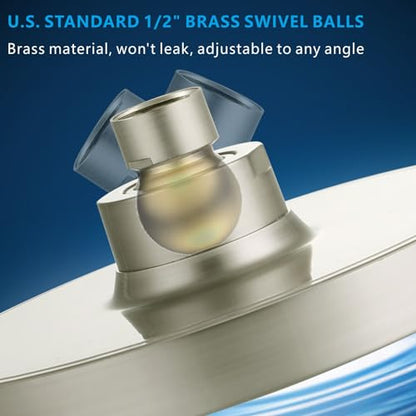 High Pressure Rain Shower Head - High Flow Rainfall Showerhead - Luxury Modern Look - Pressure Boosting Bathroom Shower Heads (6 inches, Brushed Nickel) - color: Brushed Nickel