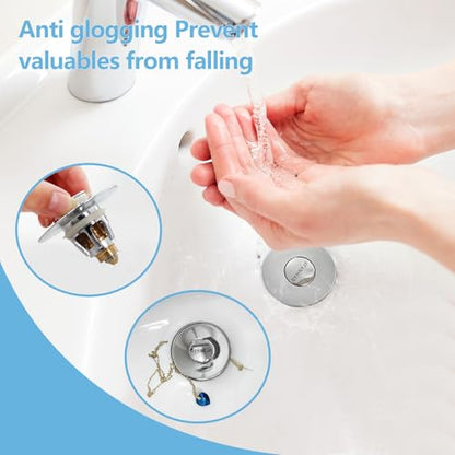QYHNYJF Bathroom Sink Stopper with Hair Catcher – Universal Pop-Up Drain Strainer for 1.1–1.5 inch US Standard Sink Drain Holes, Includes 3 Sets of Silicone Gaskets - color: Gaskets * 2 Sets