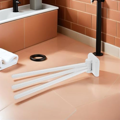 KICHOUSE 2pcs Swivel 3-Arm Stainless Steel Towel Rack, No Drill Wall Mounted Swing Out Holder Space Saving for Bathroom Kitchen RV Laundry Room