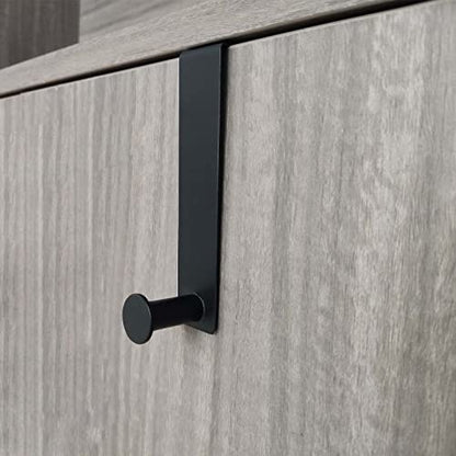 Metal Over The Cabinet Door Hooks, 2 Pack, Matte Black, Stainless Steel, Towel Holder for Kitchen, Bathroom, Bedroom - color: Black