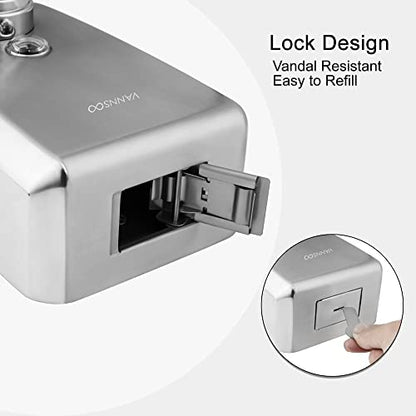 Commercial Wall Mount Stainless Steel Foam Soap Dispenser | 40 oz (1200ml) Industrial Refillable Foaming Hand Sanitizer Dispensers for Bathroom and Kitchen - size: 1200ml (H9)