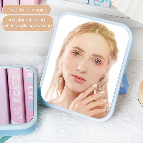 Desk Mirror, 6.7 Inch Vanity Mirror, Makeup Mirror | Makeup Desk Mirror with 1 Hanging Port & U-Shaped Bracket, Portable Travel Mirror for Dressing Room, Green