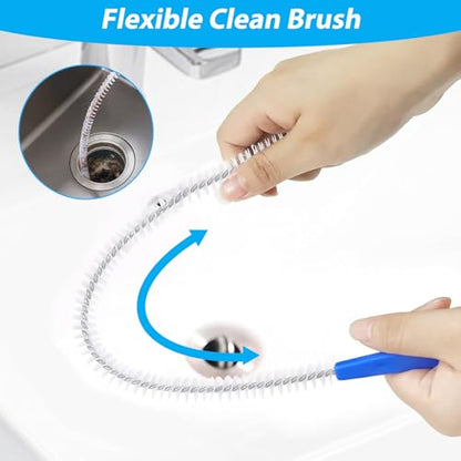 4 Pieces Drain Cleaning Brush, Sink Pipe Cleaners, Drain Brush Pipe Cleaning, Flexibly Bendable, Suitable for Toilets, Kitchen Sinks, Bathroom Bathtubs, Showers and Sewer Drains (17.71 Inches)