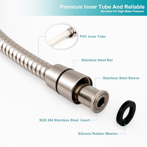 GwernKB Shower Hose,79In Long Stainless Steel Hose for Handheld Shower Head | Brushed Nickel,Extension for Bidet Sprayer,Leak-proof,with Steel Insert,Durable & Flexible,Bathroom Attachment Replacement - color: Brushed Nickel