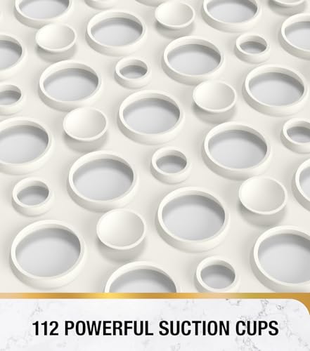 HITSLAM Bathtub Mat Non Slip, 30 x 17 Inch TPE Bath Mat for Tub, Efficient Drainage Bathroom Shower Mat with Suction Cups, Bath Tub Mat, Soft on Feet and Easy to Clean, White - color: White, size: 30" x 17" (Rectangular)