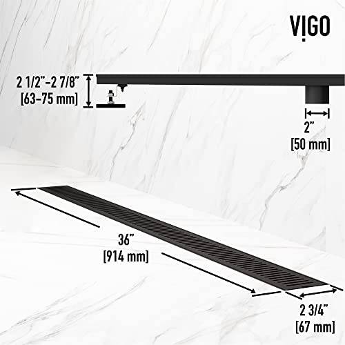 VIGO Elan 36 in. Linear Shower Drain in Matte Black - VG07003MB - color: Matte Black, size: 36 in.