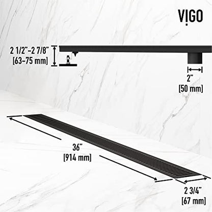 VIGO Elan 36 in. Linear Shower Drain in Matte Black - VG07003MB - color: Matte Black, size: 36 in.