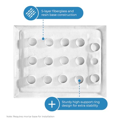 OVE Decors 40x36" Shower Base, White - size: 40 x 36, style: Side Drain