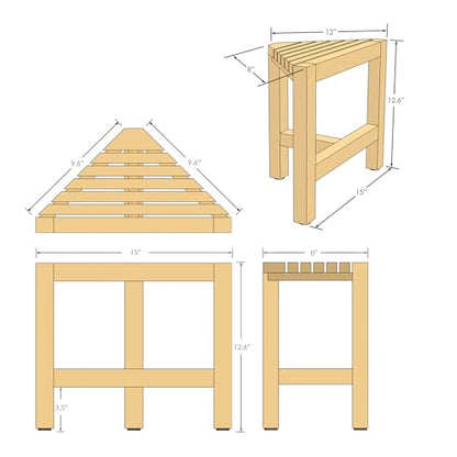 Asta Zini Solid Teak Shower/Bath/Spa Corner Foot Stool, Side Table, Fully Assembled, TB-014