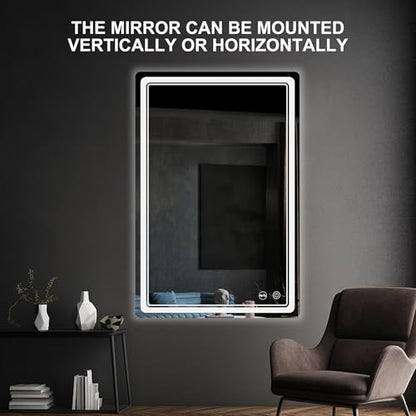 LED Bathroom Mirror with Lights, Anti-Fog, Dimmable, Lighted Bathroom Vanity Mirror for Wall, UL-Certified (24 x 36) - size: 24"L x 36"W