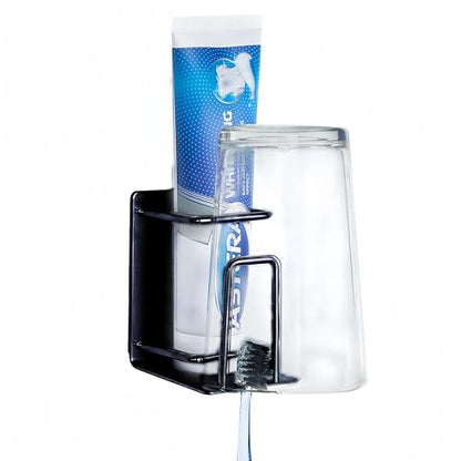 Toothbrush Holder Wall Mounted, Stainless Steel Bathroom Organizer for Electric Toothbrush, Toothpaste & Cup, No Drill Adhesive Shower Caddy (Black,1 Pack) - color: Black (1 Pack)