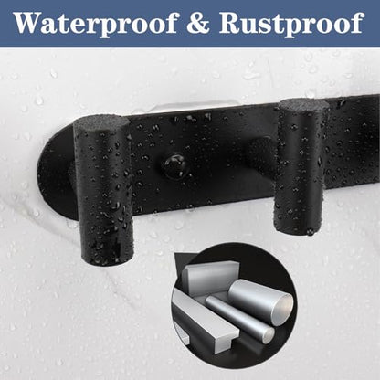 Wall Mounted Coat Hook Rack with 6 Heavy Duty Stainless Steel Hooks for Hanging Clothes, Jackets, Towels - Matte Black - color: Matte Black, size: 6 Hook