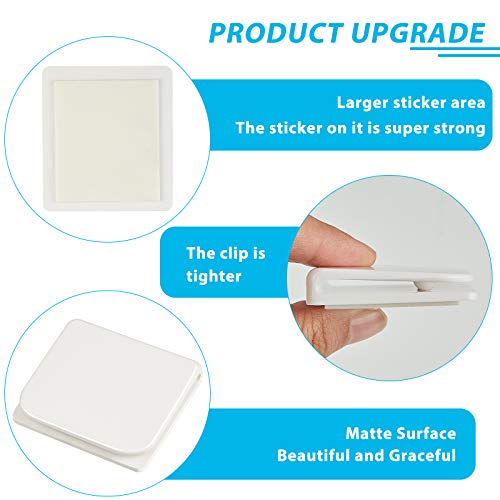 Jetec 4 Pieces Shower Curtain Clips for Liner, Self Adhesive Shower Splash Guard Curtains Clip, Windproof Curtain Holders Weight Guards to Wall Hold in Bathroom Bathtub, White