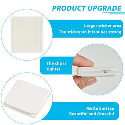 Jetec 4 Pieces Shower Curtain Clips for Liner, Self Adhesive Shower Splash Guard Curtains Clip, Windproof Curtain Holders Weight Guards to Wall Hold in Bathroom Bathtub, White