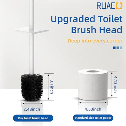 RUACQ Toilet Brush and Holder Set, Square, White, 2 Pack | SUS304 Stainless Steel Handle, Toilet Cleaner Brush with Durable Scrubbing Bristles, Splash-Proof - color: White, size: 2 packs