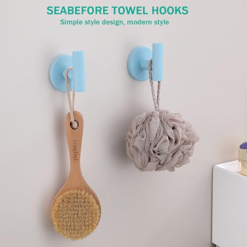 Towel Hooks for Bathrooms,Clear Sky Blue Wall Mount Hooks SUS 304 Stainless Steel Coat Hook Robe Hook Towel Hook 2 Count for Kitchen,Bedroom (Drilling),SE96006-8CKB - color: Clear Sky Blue
