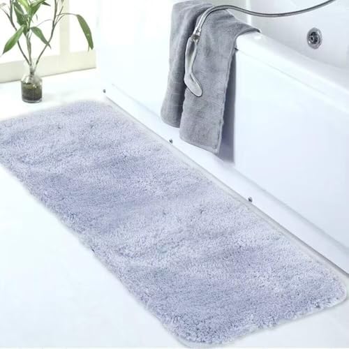 Walensee Large Bathroom Rug (24 x 72, Growing Blue) Extra Soft and Absorbent Shaggy Bath Mat Machine Washable Microfiber Non Slip Luxury Floor Mat - color: Growing Blue, size: 24" x 72"