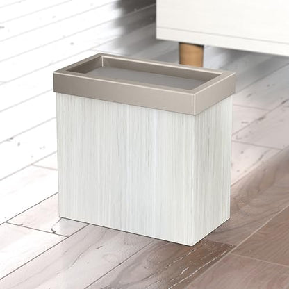 Gatco Small Bathroom Trash Can with Lid, Rectangle 3 Gallon Wastebasket, Under Sink, White Oak with Satin Nickel, for Bathroom, Bedroom, Office (1943SN) - color: White Oak / Satin Nicke Lid
