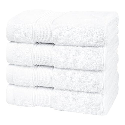 American Soft Linen Salem Washcloth Sets, 4 Piece Luxury 600 GSM 100% Cotton Washcloths for Bathroom, 13x13 inches Washrags Premium Quality Hand Face Towels, White - color: Snow White, size: 13x13"