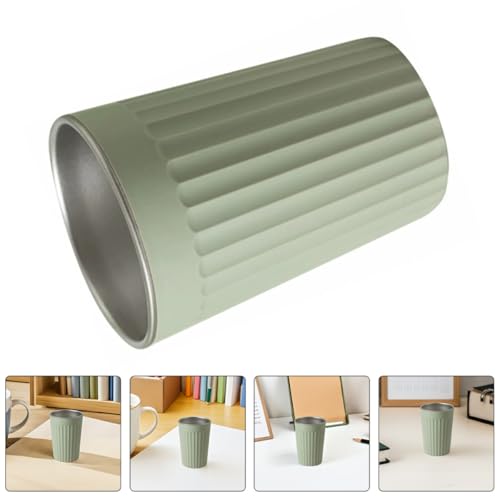PRETYZOOM Stainless Steel Toothbrush Holder Cup 350ml Green Mouthwash Rinse Cup Sturdy Bathroom Storage Container for Home Office School