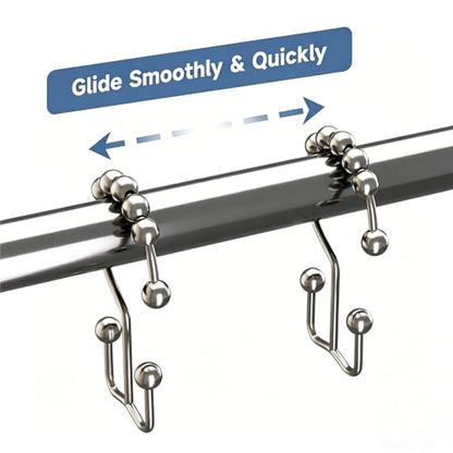 Shower Curtain Hooks Rings, Rust-Resistant Metal Double Glide, 6 Pack | Rust-Resistant Metal Double Glide Shower Hooks for Bathroom Shower Rods. 6 Pack. Use in bathrooms. For everyday styling.