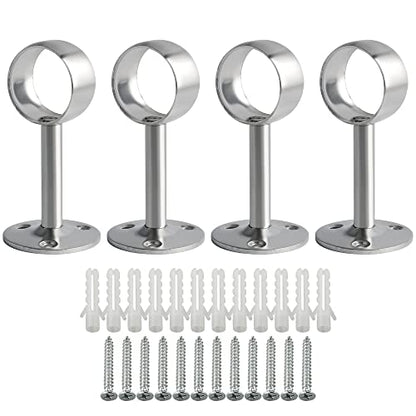 Alise Curtain Rod Holders Bracket 32mm Dia,Closet Rod Holders Wall Mount | Ceiling Mounted Curtain Rod Flange Brackets,Ceiling Curtain Rods Brackets,for Bathroom Curtain,Stainless Steel Brushed,4 Pcs - color: Brushed Nickel, size: 32mm/1-1/4 Inch Dia.