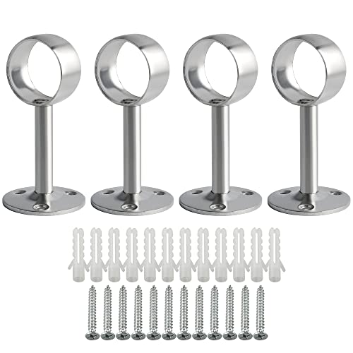 Alise Curtain Rod Holders Bracket 32mm Dia,Closet Rod Holders Wall Mount | Ceiling Mounted Curtain Rod Flange Brackets,Ceiling Curtain Rods Brackets,for Bathroom Curtain,Stainless Steel Brushed,4 Pcs - color: Brushed Nickel, size: 32mm/1-1/4 Inch Dia.