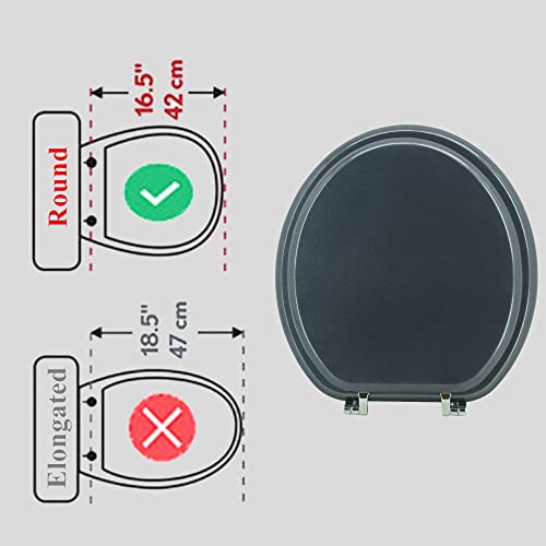 Round Toilet Seat Wood Toilet Seat Prevent Shifting with Zinc Alloy Hinges American Standard Size Toilet Seat Easy to Install also Easy to Clean(Round,Sparkling Black) - color: Navy Blue, size: Round