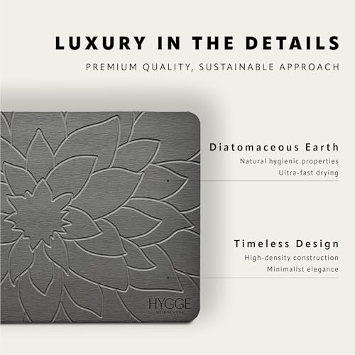 Diatomaceous Earth Stone Bath Mat - Ash Bloom | Modern Fast Dry Bathroom Floor Shower Mat, Quick Drying Premium Luxury Diatomite Spa Stone Gift, Non-Slip Base, 23.6" x 15.4" - color: Ash Bloom