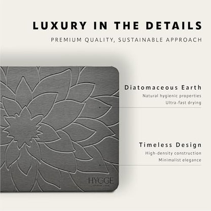 Diatomaceous Earth Stone Bath Mat - Ash Bloom | Modern Fast Dry Bathroom Floor Shower Mat, Quick Drying Premium Luxury Diatomite Spa Stone Gift, Non-Slip Base, 23.6" x 15.4" - color: Ash Bloom