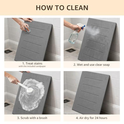 Yolife Stone Bath Mat Large, 32" x 20" Diatomaceous Earth Bath Mat for Bathroom, Super Absorbent Quick Drying Bathroom Stone Mat, Non-Slip Diatomite Shower Mat, Easy to Clean, Dark Grey - color: Dark Grey