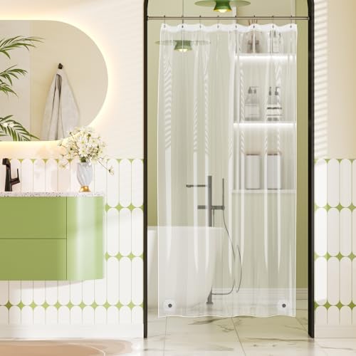 Bathway Shower Stall Curtain Liner, Clear Shower Curtain Liner Plastic 48 x 72 PEVA Waterproof Shower Curtain Liner with 2 Magnets and 8 Rustproof Grommet Holes, Lightweight Shower Liner Bathroom - color: 1a-clear, size: 48"W x 72"L (Pack of 1)