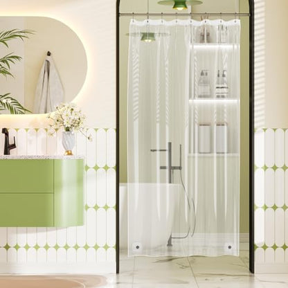 Bathway Shower Stall Curtain Liner, Clear Shower Curtain Liner Plastic 48 x 72 PEVA Waterproof Shower Curtain Liner with 2 Magnets and 8 Rustproof Grommet Holes, Lightweight Shower Liner Bathroom - color: 1a-clear, size: 48"W x 72"L (Pack of 1)