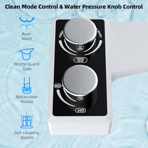 Hibbent Bidet Attachment for Toilet, Non-Electric Dual Nozzle for Frontal & Rear Wash, Adjustable Water Pressure Control, Fresh Water Bidet Toilet Seat, Self Cleaning Water Sprayer, Matte Black - color: Matte Black