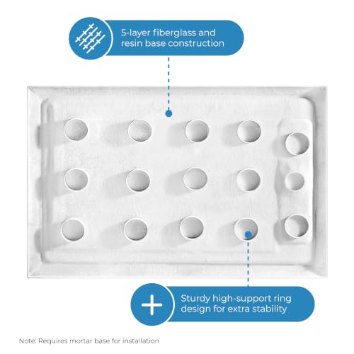 OVE Decors 54x32" Shower Base, White - size: 54 x 32, style: Side Drain